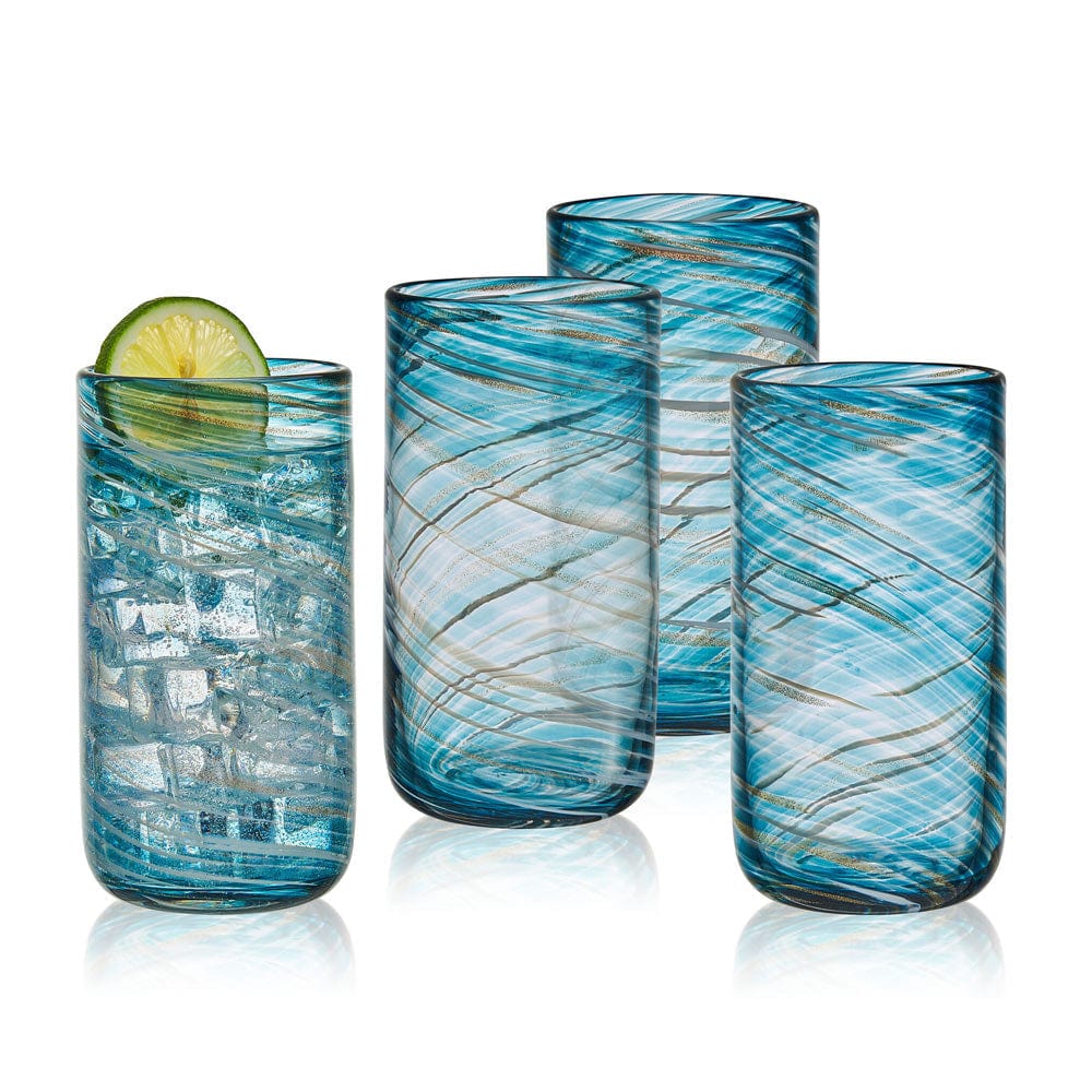 Color Swirl Set Of 4 Highball Glasses Hendecing 6889